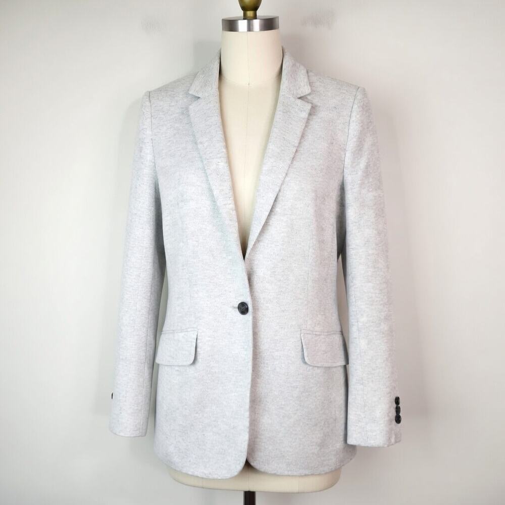 Talbots Light Gray One-Button Knit Blazer Size 14 Career Professional Office‎